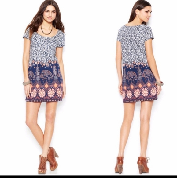 Lucky Brand Dresses & Skirts - Lucky Brand Paisley Elephant Boho Summer Short Sleeve Dress Large